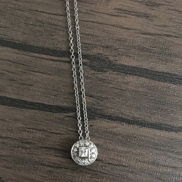 Sterling Silver Necklace with diamond CZ stone - Picture 1 of 4